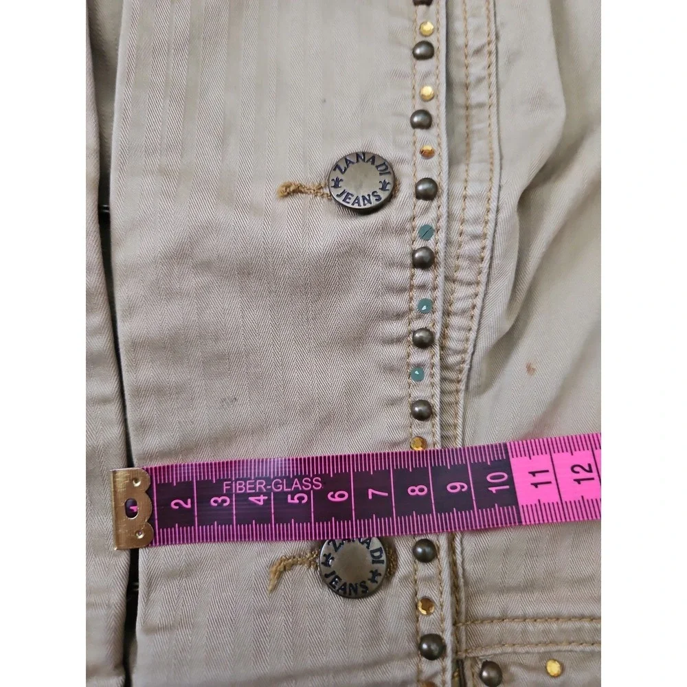 ZD Jacket Womens Plus Size 18 Khaki Tan Military Band Studded Utility Boho Chic